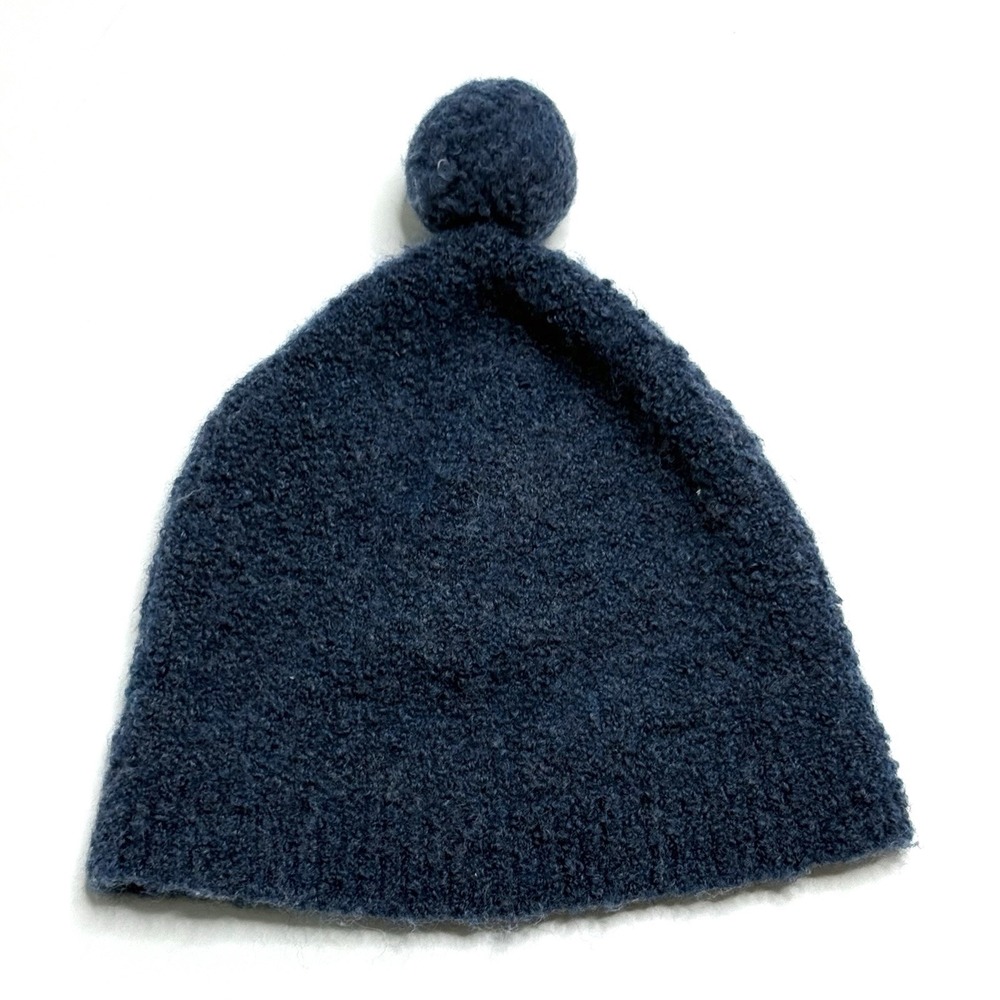 Everlane Bouclé Teddy Beanie Dark Blue Boucle Pom Pom YOUTH Size Winter Wool